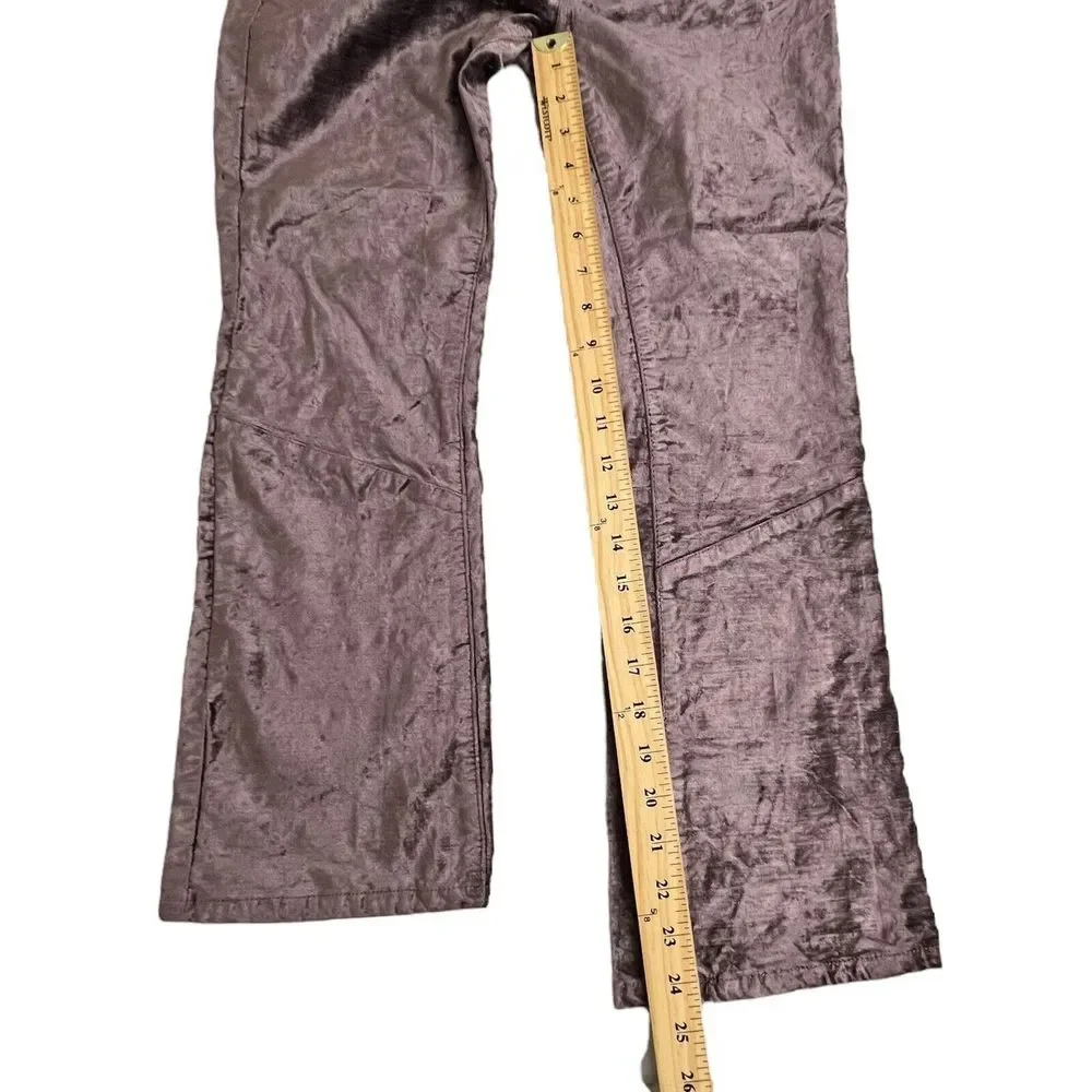 Free People Womens 27 Purple Velour Mid‎ Rise Cropped Bootcut Pants
